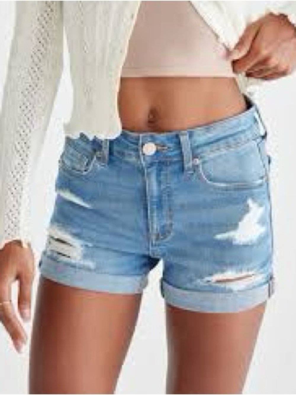 Light Blue Distressed Denim Women's Shorts barely worn